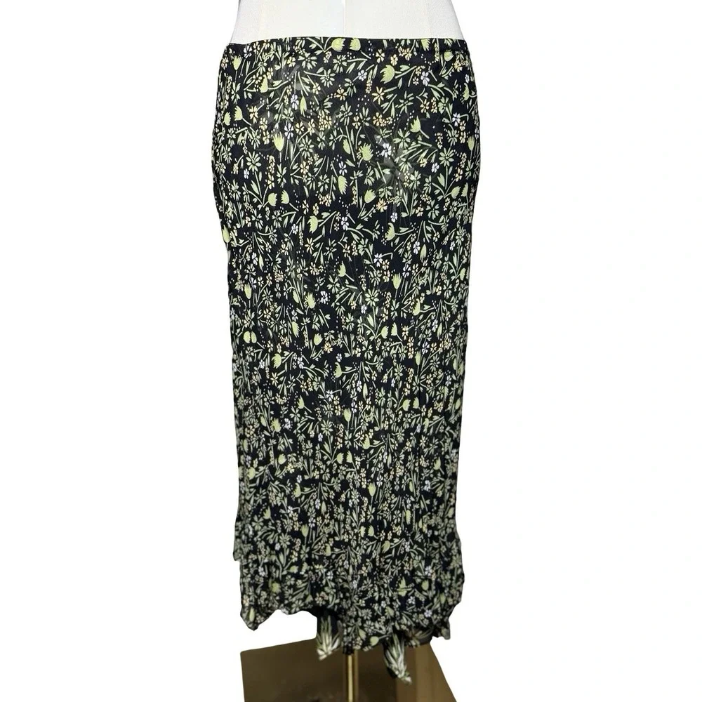 Y2K Reversible Floral‎ Midi Skirt Boho Fairycore Whimsigoth Handkerchief Hem 6